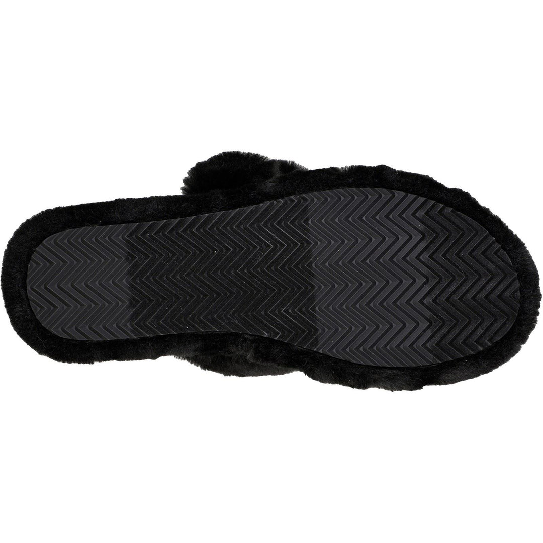 Women's Wide Fit Skechers 167238 Cozy Wedge Slippers in Black - Image 8