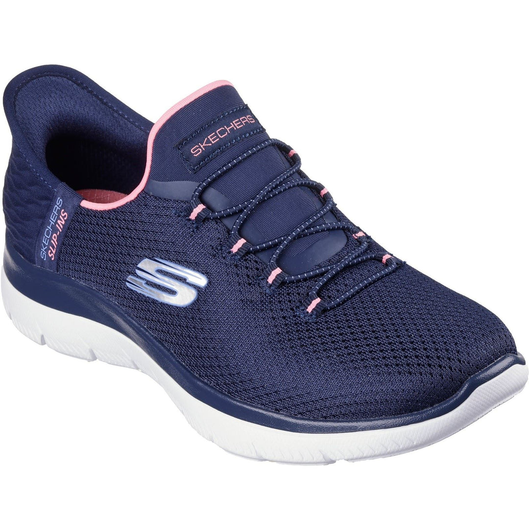 Women's Wide Fit Skechers 150123 Slip-ins Summits Diamond Dream Trainer in Navy/Pink - Image 3