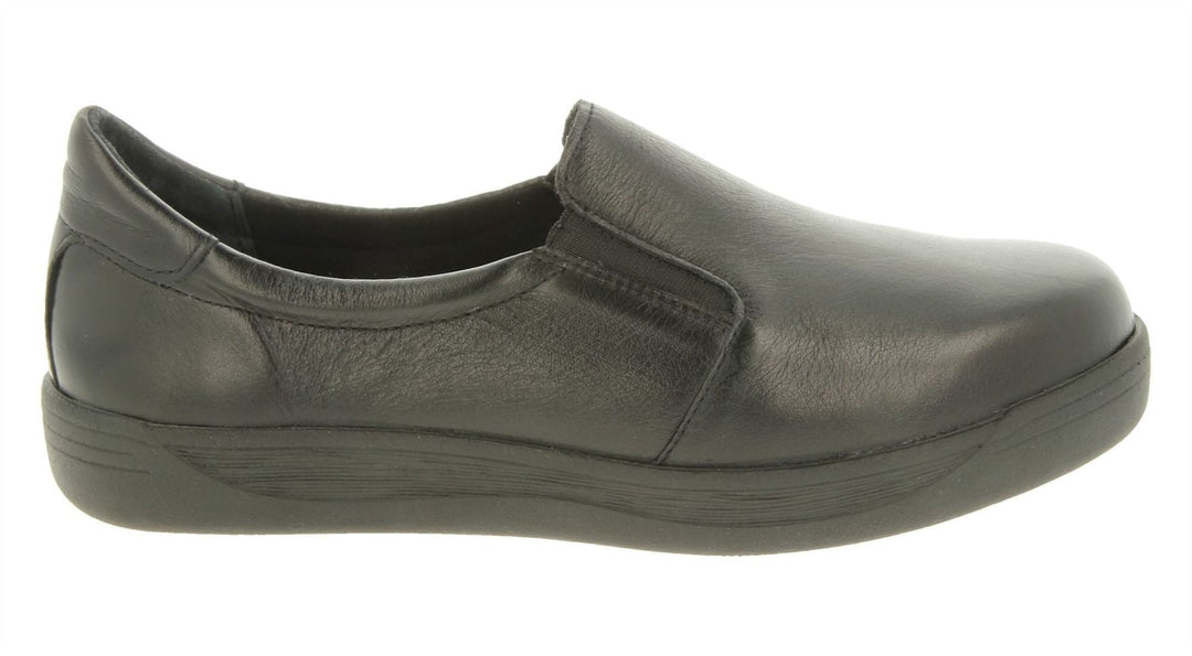 Womens Wide Fit DB Sapphire Shoes in Black Lea - Image 2