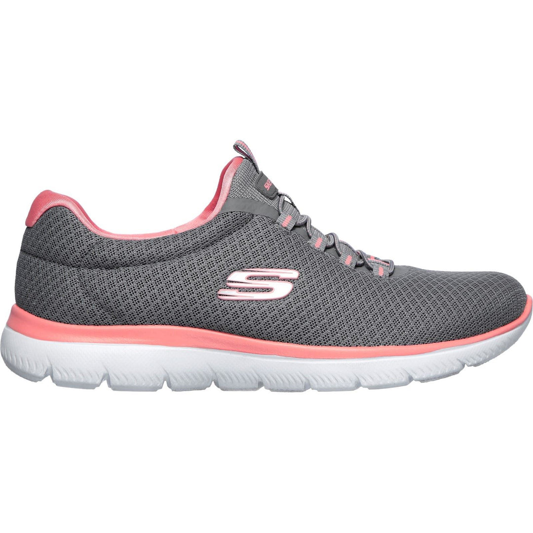 Women's Wide Fit Skechers 12980 Summits Slip On Sports Trainers - Grey/Pink in Grey/Pink - Image 2
