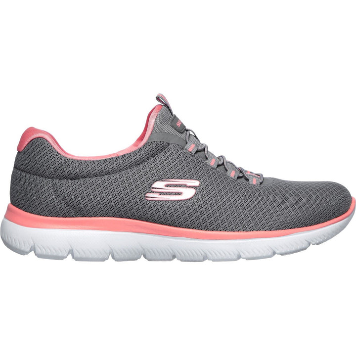 Women's Wide Fit Skechers 12980 Summits Slip On Sports Trainers - Grey/Pink in Grey/Pink - Image 1