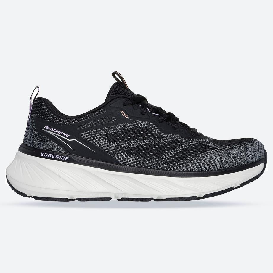 Women's Relaxed Fit Skechers 150471 Edgeride Power Flow Trainers in Black/Lavender - Image 1