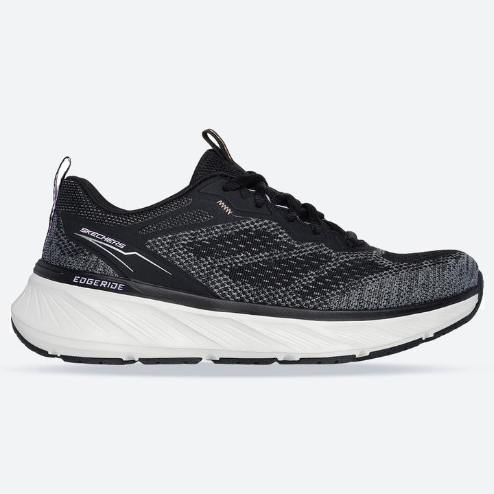 Women's Relaxed Fit Skechers 150471 Edgeride Power Flow Trainers in Black/Lavender - Image 1
