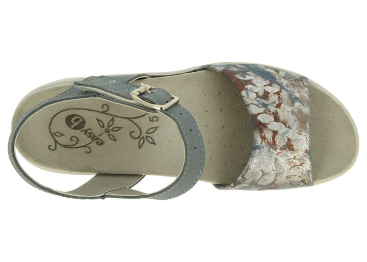 Womens Wide Fit DB Nightjar Sandals in Sky Blue Lea / Suede - Image 1