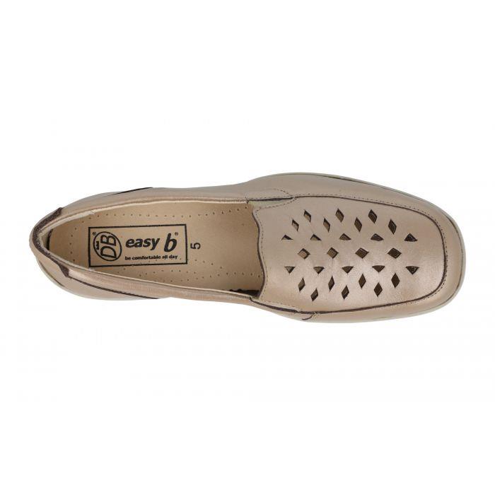Women's Wide Fit DB Horseshoe Shoes in Blue Leather - Image 1
