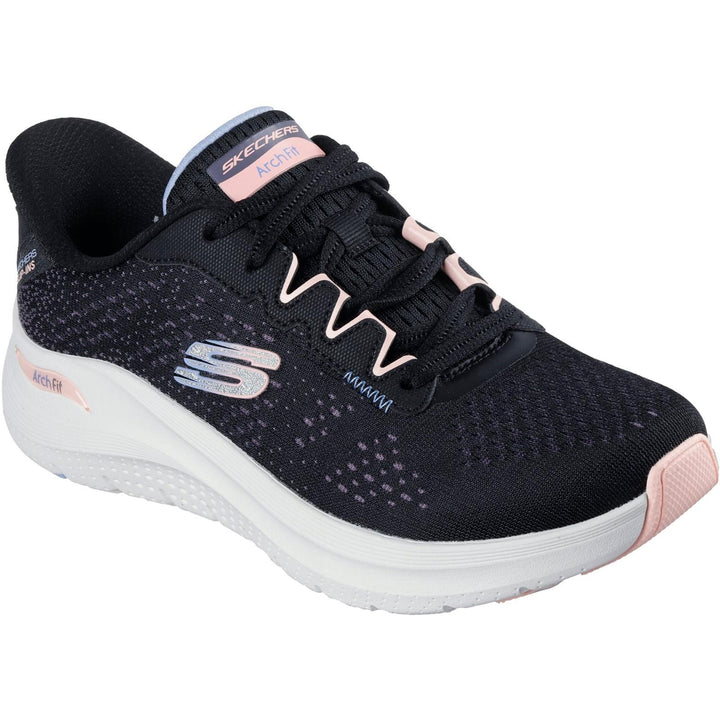 Women's Wide Fit Skechers 150333 Slip-ins Arch Fit 2.0 Fresh Space Trainers in Black/Multi - Image 1