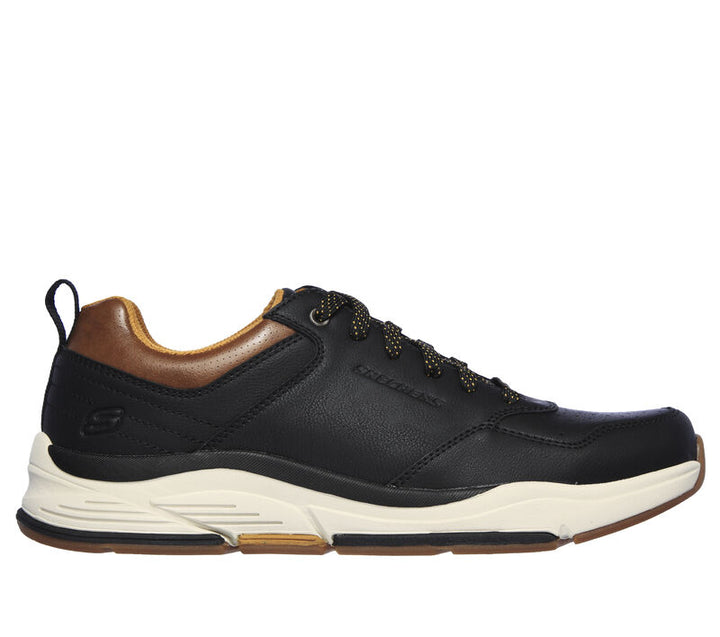 Men's Wide Relaxed Fit Skechers 66204 Benago Treno Street Wear Walking Trainers in Dark Brown - Image 1