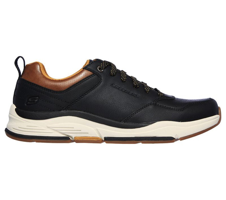 Men's Wide Relaxed Fit Skechers 66204 Benago Treno Street Wear Walking Trainers in Dark Brown - Image 1
