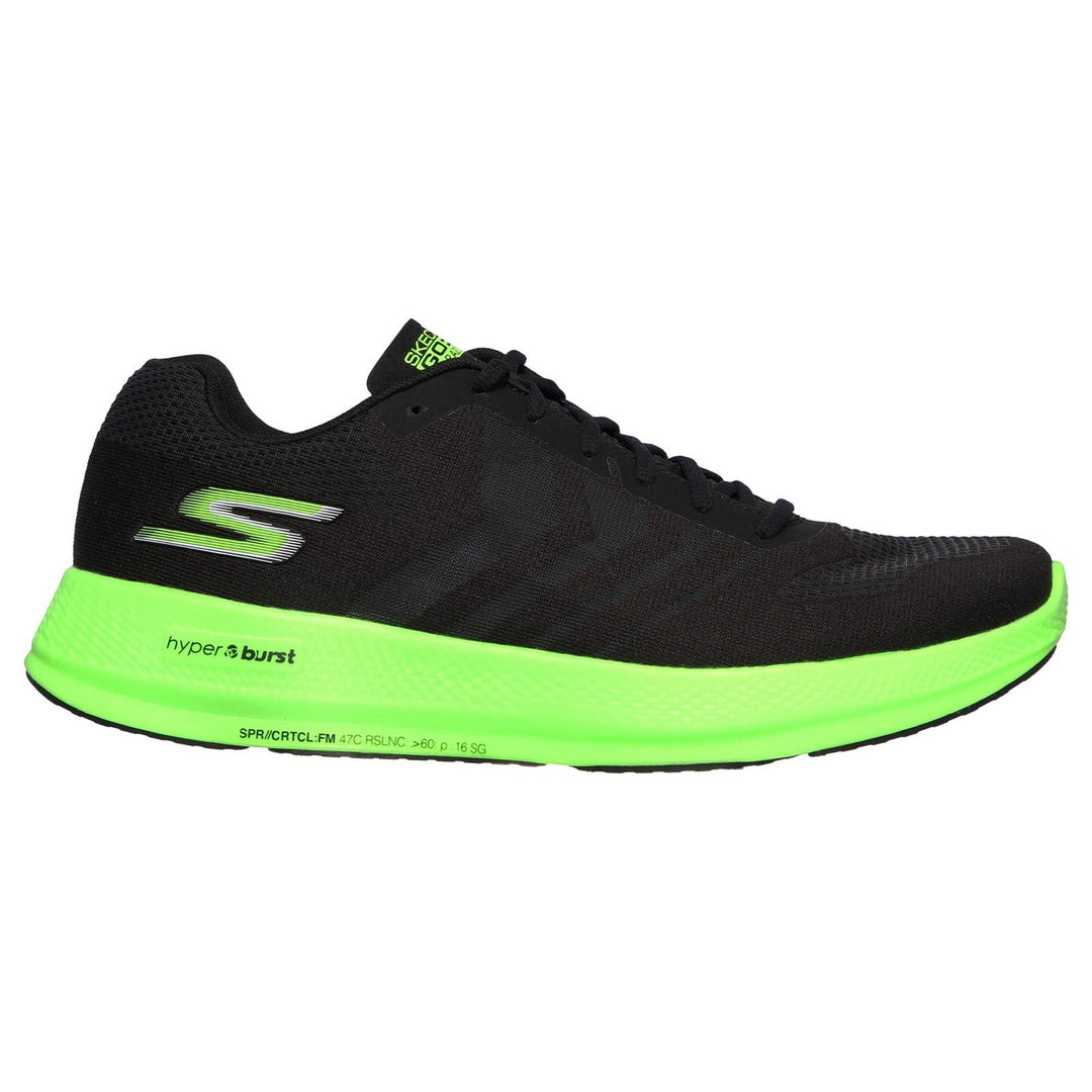 Men's Wide Fit Skechers Go Run Razor + Razor + Sports Trainers in Black/Green - Image 2