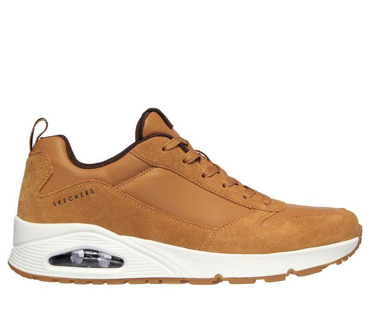 Men's Wide Fit Skechers 52468 Uno Stacre Relaxed Fit Trainers in Whiskey - Image 1