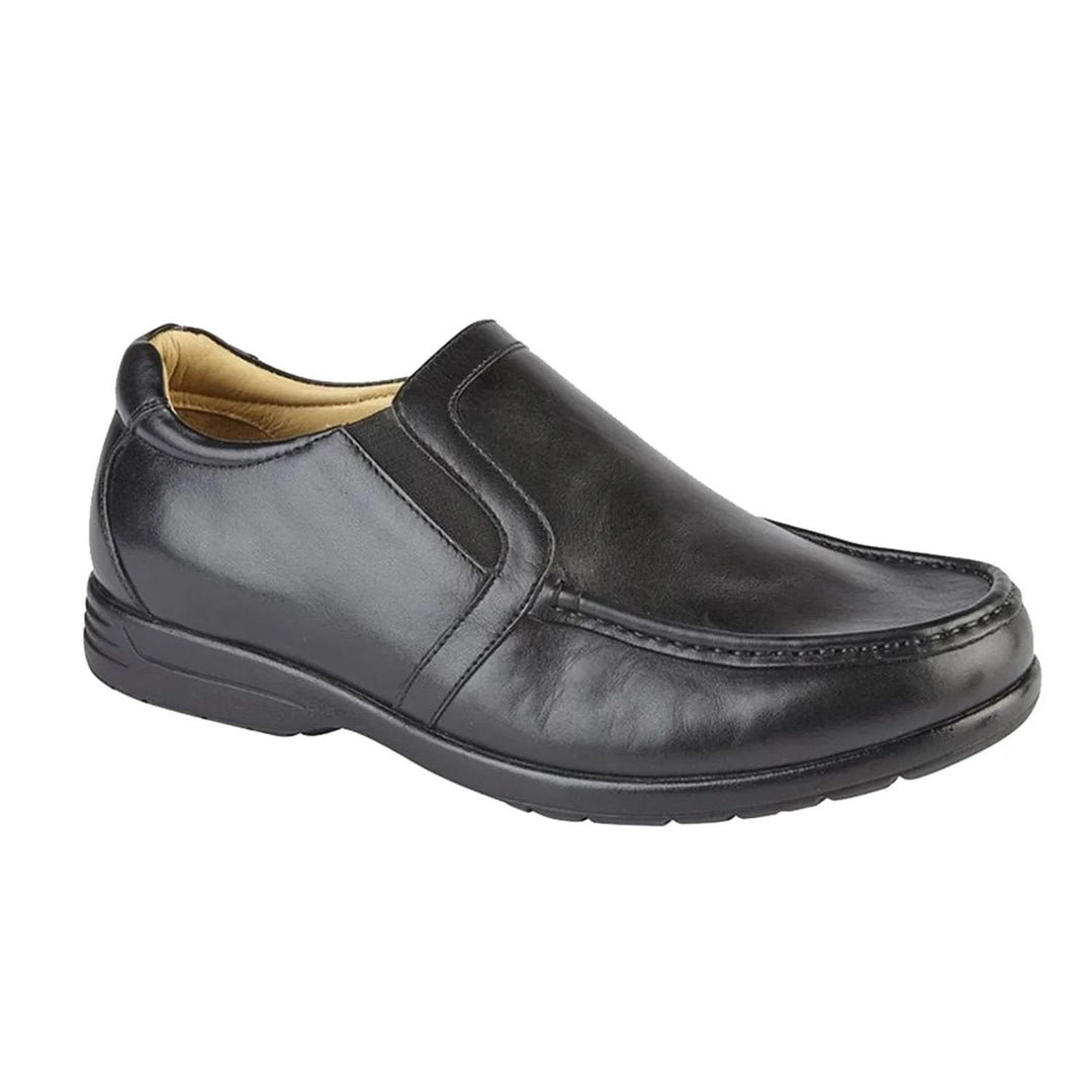 Men's Wide Fit Roamers M984 A Slip On Shoes in Black - Image 3