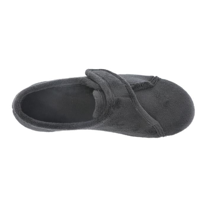Women's Wide Fit DB Ivy Slippers in Black Velour - Image 1