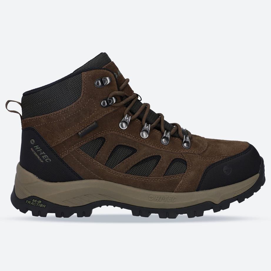 Men's Wide Fit Hi-Tec Bandera Expedition Mid Hiking Waterproof Boots in Smokey Brown/Khaki - Image 1