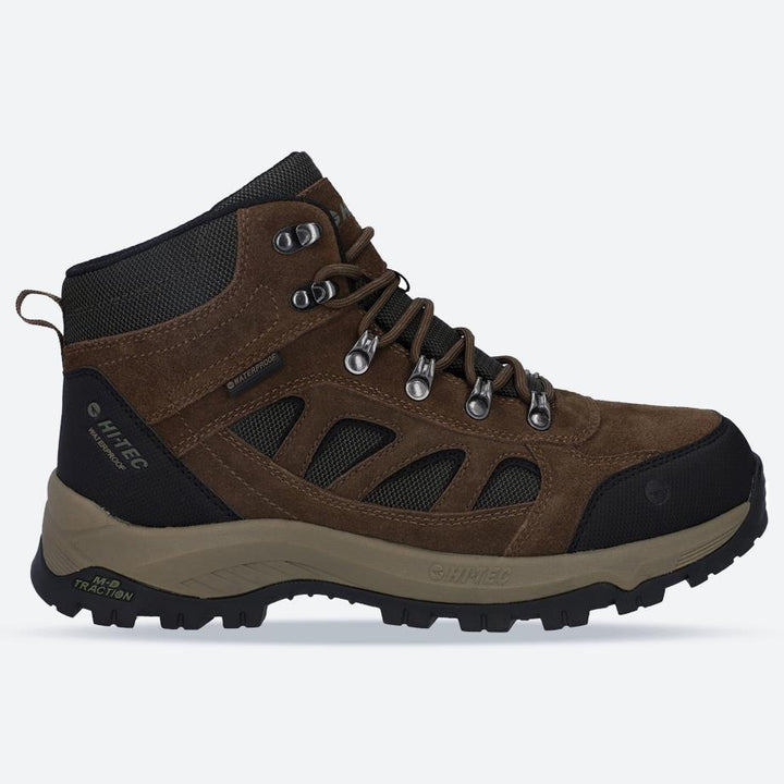 Men's Wide Fit Hi-Tec Bandera Expedition Mid Hiking Waterproof Boots in Smokey Brown/Khaki - Image 1