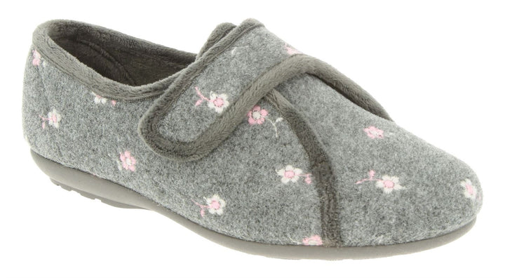 Womens Wide Fit DB Savannah Slippers in Navy - Image 1