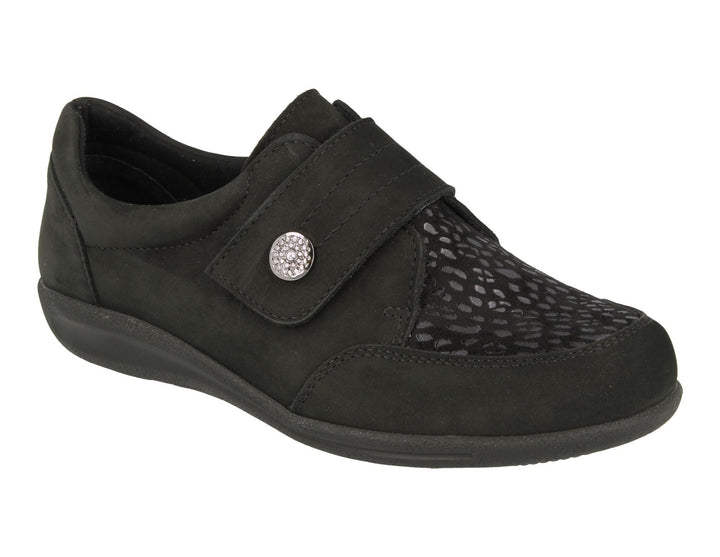 Womens Wide Fit DB Royston Shoes in Black - Image 1
