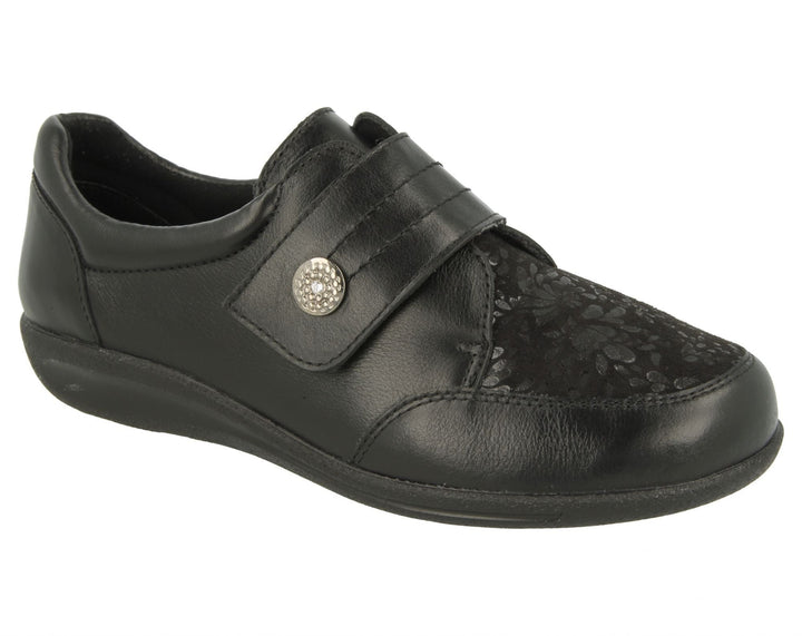 Womens Wide Fit DB Royston Shoes in Black - Image 1