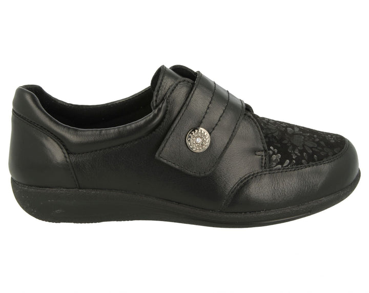 Womens Wide Fit DB Royston Shoes in Black - Image 1