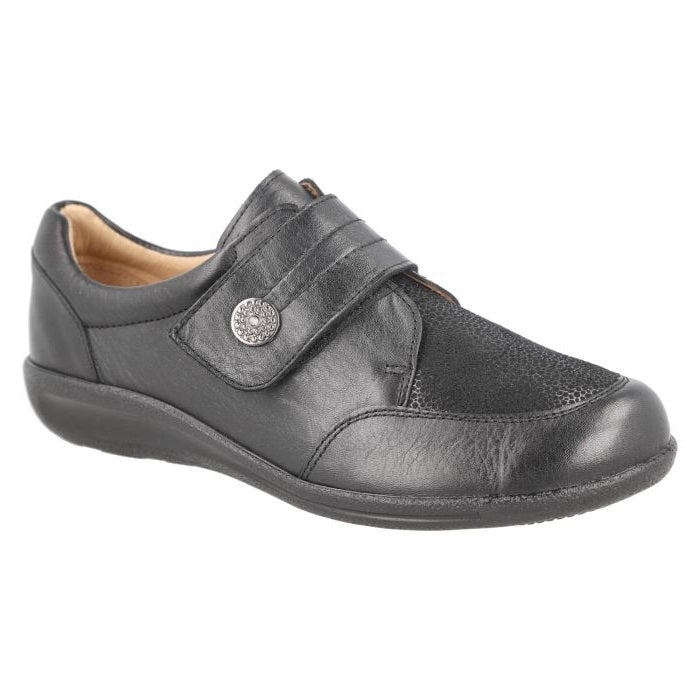 Women's Wide Fit DB Ember Shoes in Black Leather - Image 3