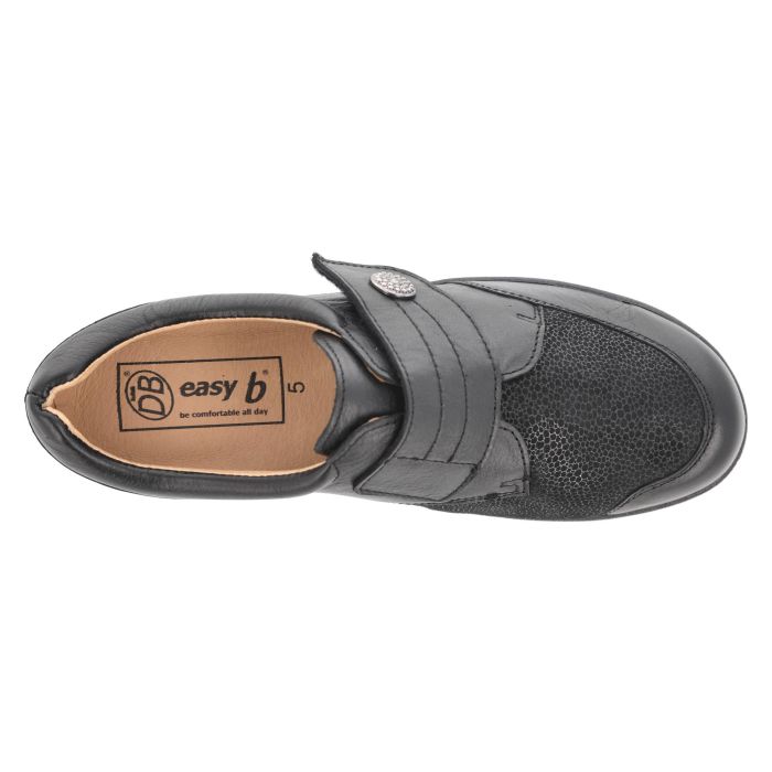 Women's Wide Fit DB Ember Shoes in Black Leather - Image 1