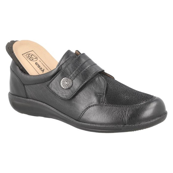 Women's Wide Fit DB Ember Shoes in Black Leather - Image 1