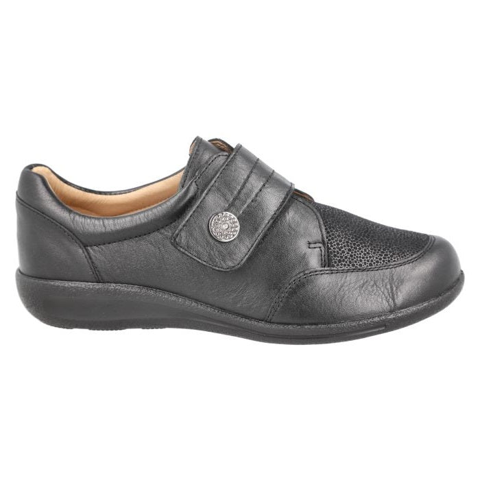 Women's Wide Fit DB Ember Shoes in Black Leather - Image 1