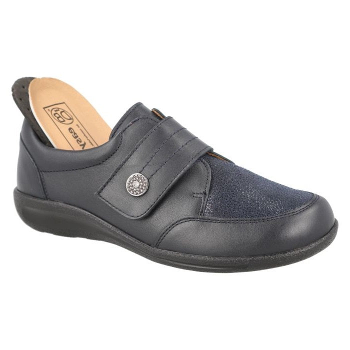 Women's Wide Fit DB Ember Shoes in Black Leather - Image 1