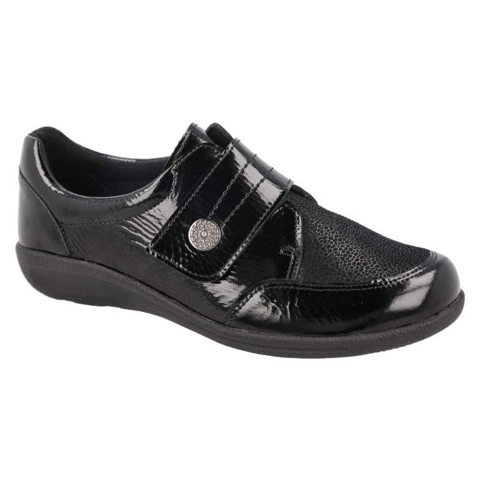Women's Wide Fit DB Ember Shoes in Black Leather - Image 13