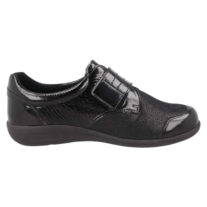 Women's Wide Fit DB Ember Shoes in Black Leather - Image 14