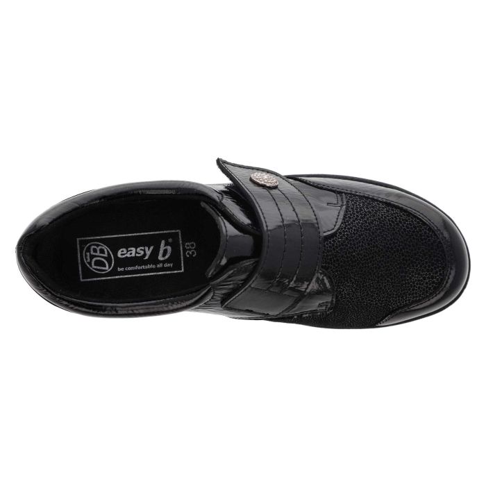 Women's Wide Fit DB Ember Shoes in Black Leather - Image 1