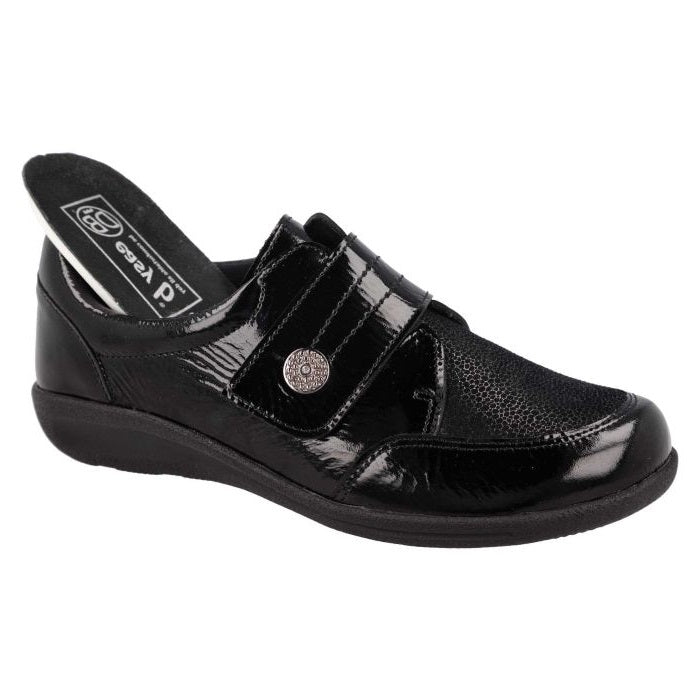 Women's Wide Fit DB Ember Shoes in Black Leather - Image 16