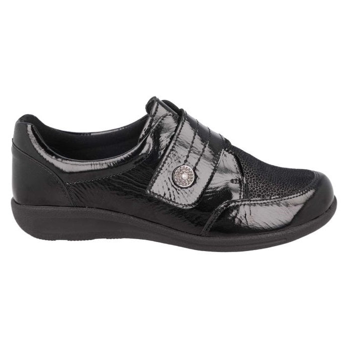Women's Wide Fit DB Ember Shoes in Black Leather - Image 12