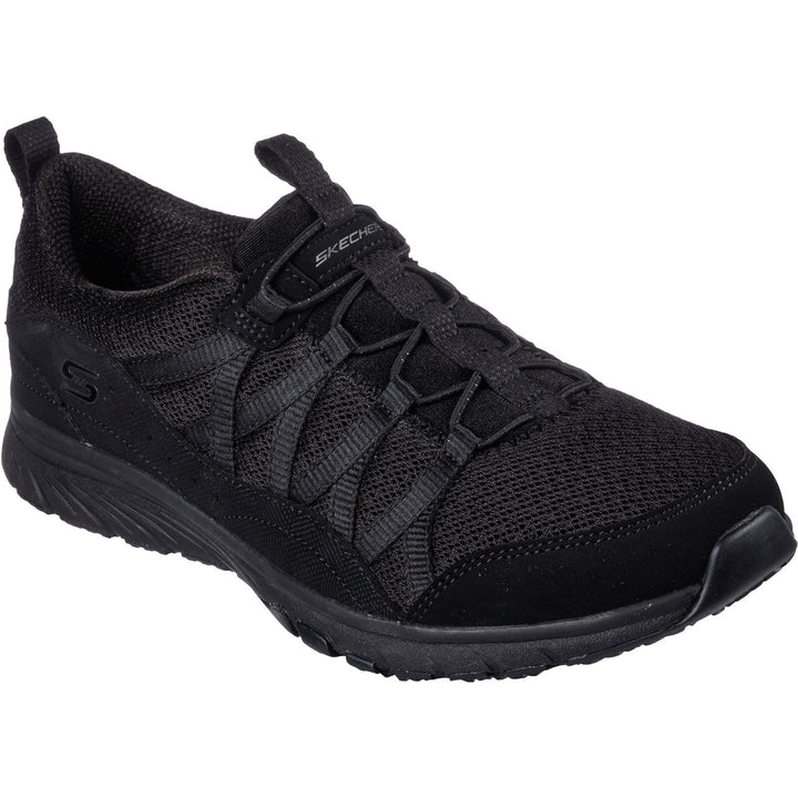 Women's Wide Fit Skechers 104281 Gratis Sport Live Golden Trainers - Black in Black - Image 1