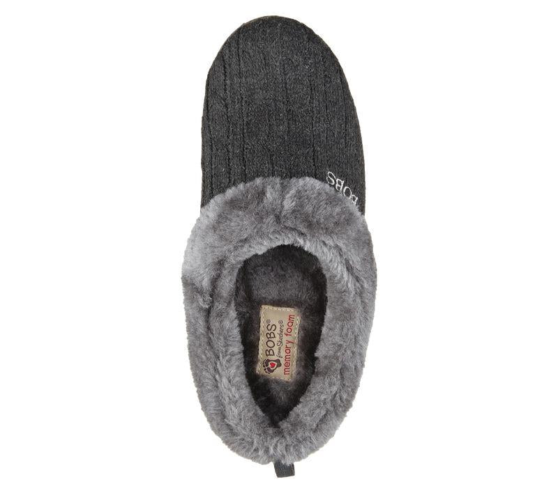 Womens Wide Fit Skechers Keepsakes Ice Angel Mule Slippers - Charcoal in Charcoal - Image 4