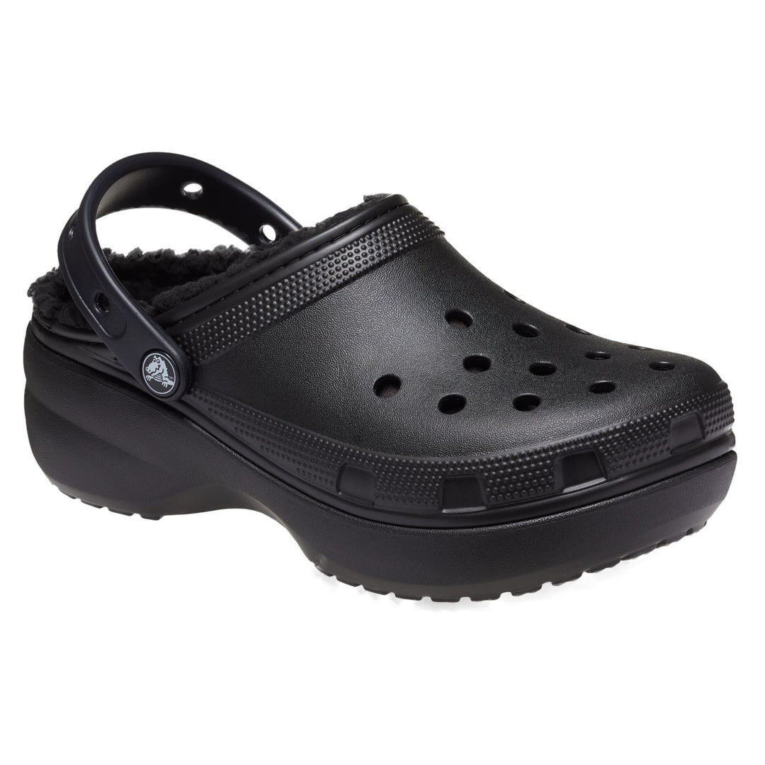 Women's Crocs 207938 Classic Platform Lined Clog Sandals in Black - Image 3