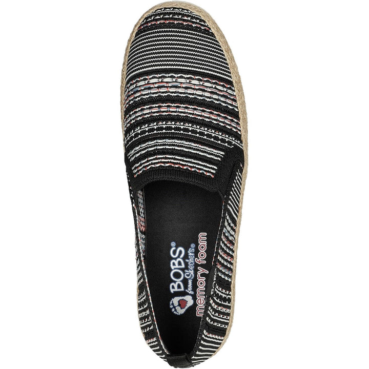 Women's Wide Fit Skechers 113982 Bobs Flexpadrille 3.0 Island Muse Espadrille Slippers in Black/Multi - Image 1