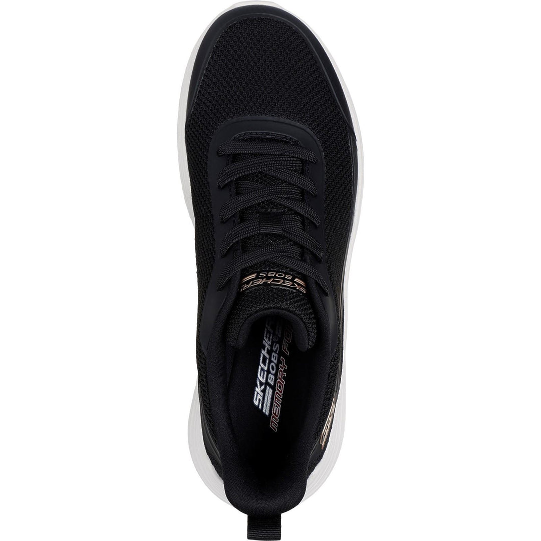 Women's Wide Fit Skechers 117483 Bobs Sport Squad Waves Still Wading Trainers in Black - Image 5