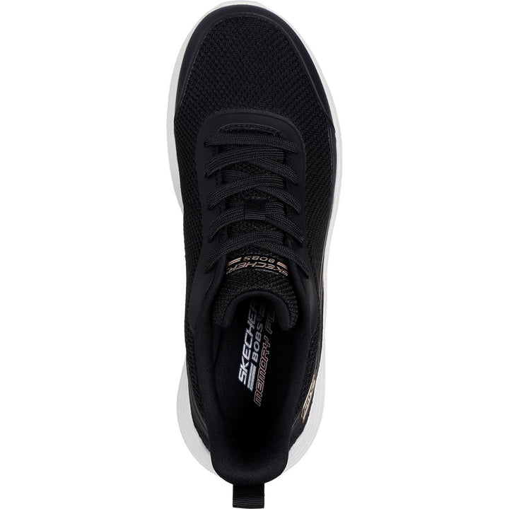 Women's Wide Fit Skechers 117483 Bobs Sport Squad Waves Still Wading Trainers in Black - Image 1
