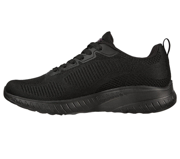 Womens Wide Fit Skechers Bobs Squad Chaos Face Off 117209 Vegan Trainers - Black in Black - Image 1