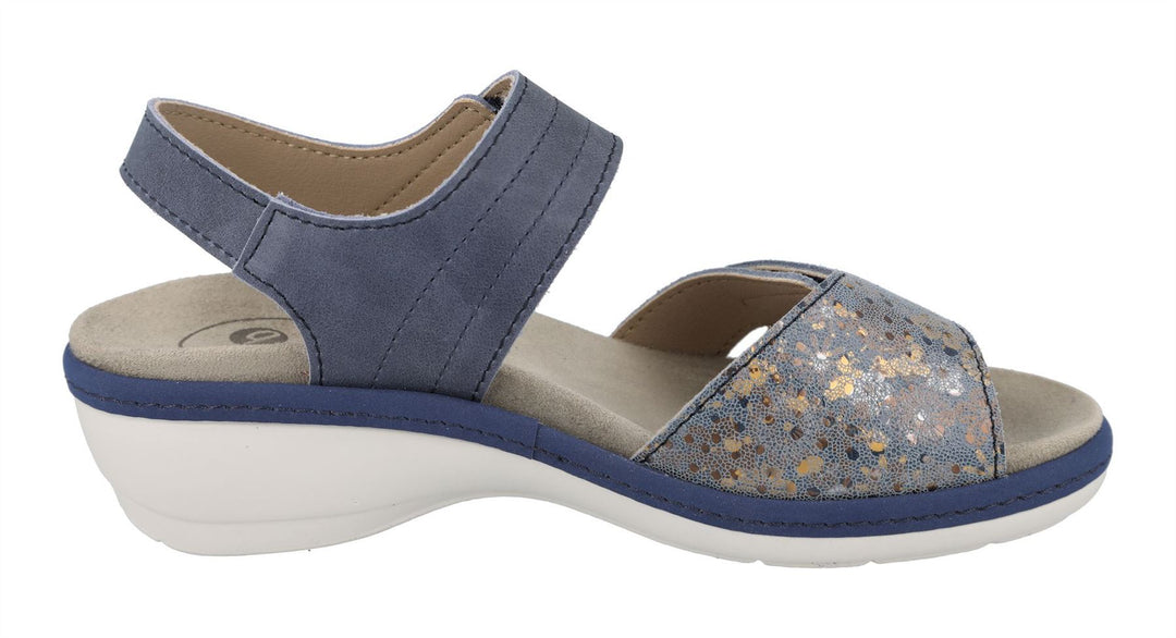 Womens Wide Fit DB Rosefinch Sandals in Blue Leather - Image 9