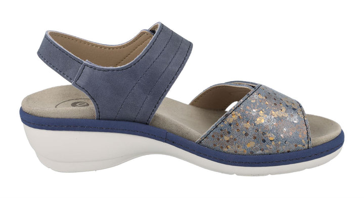 Womens Wide Fit DB Rosefinch Sandals in Blue Leather - Image 1