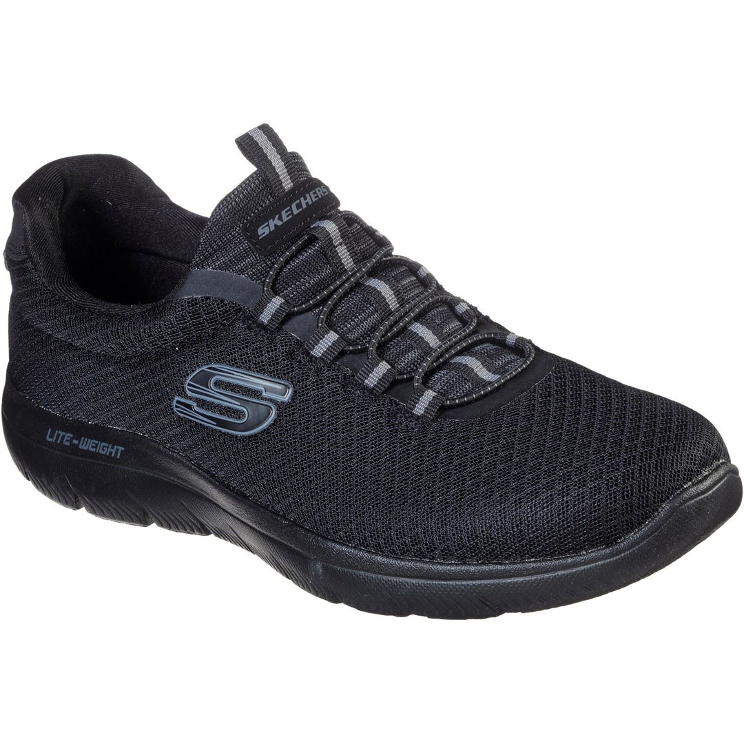 Men's Wide Fit Skechers 52811 Summits Slip On Sports Trainers - Black in Black - Image 3