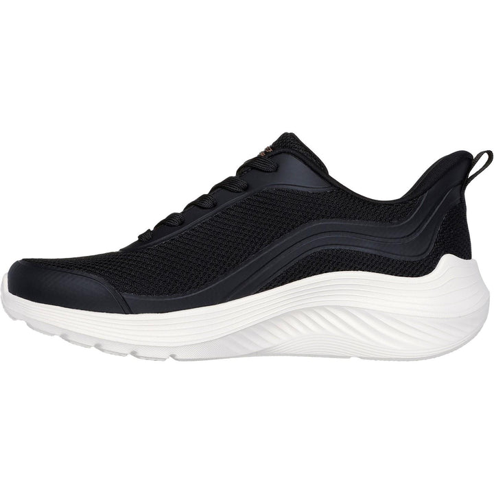 Women's Wide Fit Skechers 117483 Bobs Sport Squad Waves Still Wading Trainers in Black - Image 1