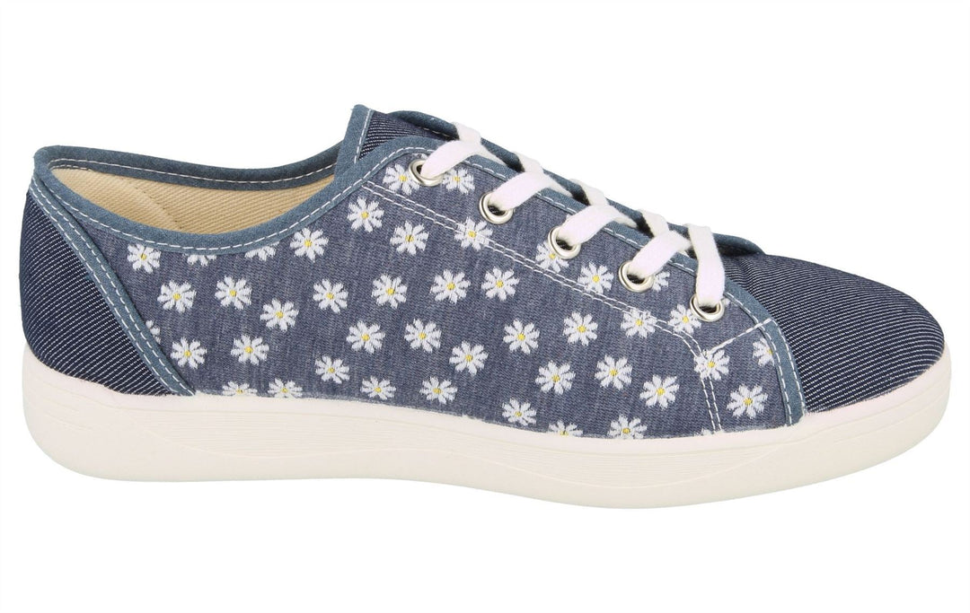 Womens Wide Fit DB Hudson Shoes in Navy - Image 3