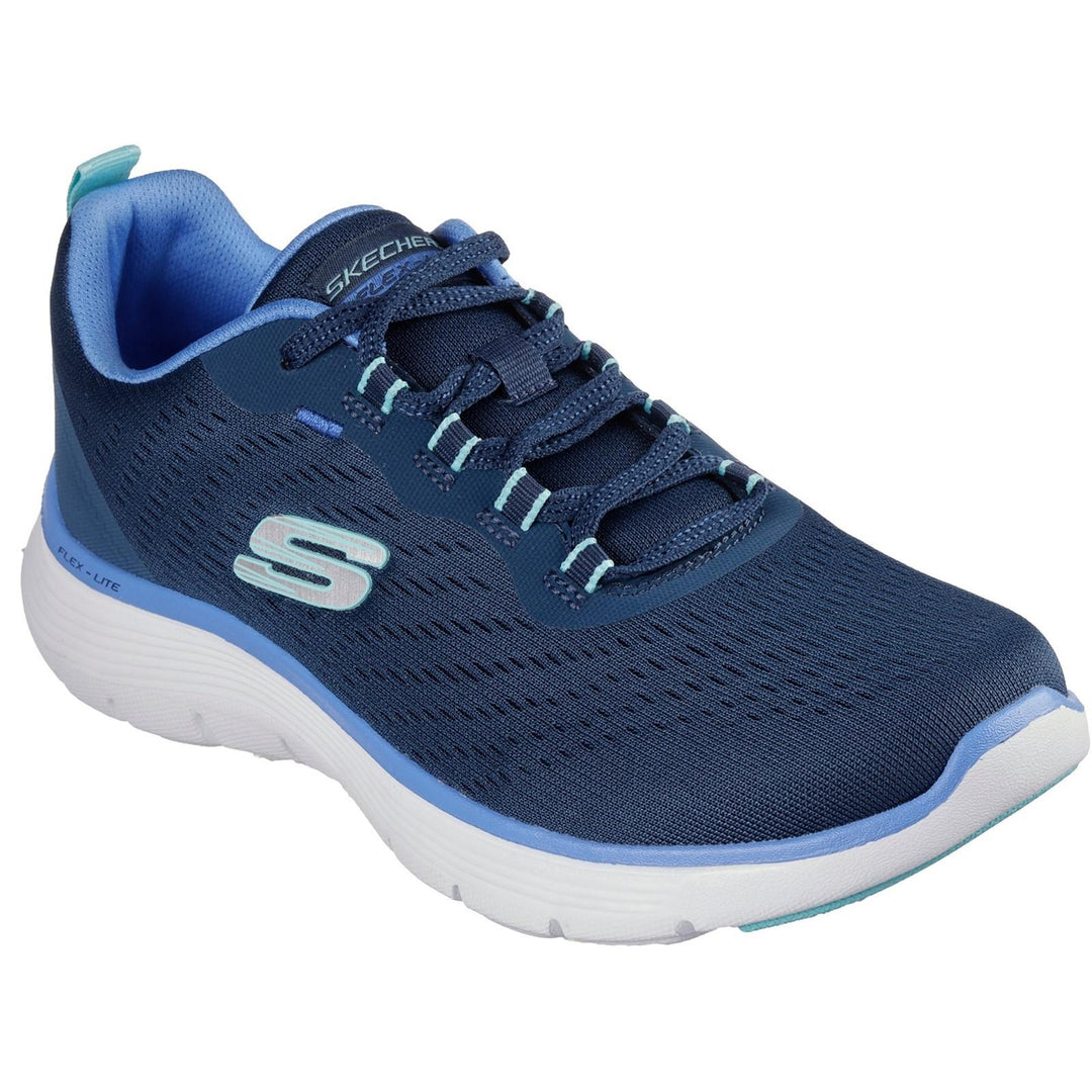 Women's Wide Fit Skechers 150201 Flex Appeal 5.0 New Path Trainer in Black - Image 8