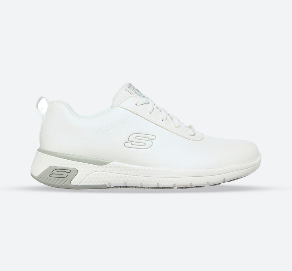 Women's Relaxed Fit Skechers 108010EC Marsing Gmina Work Shoes in White - Image 1