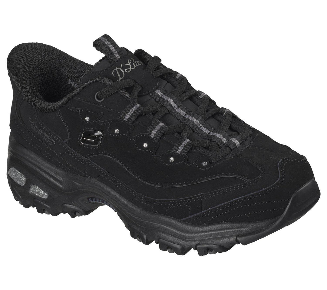Women's Wide Fit Skechers 150543W Slip-ins D'Lites Classic Remix Trainers in Black - Image 4