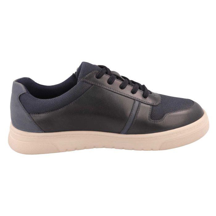 Men's Wide Fit DB Noah Shoes in Navy Leather / Navy Mesh - Image 4