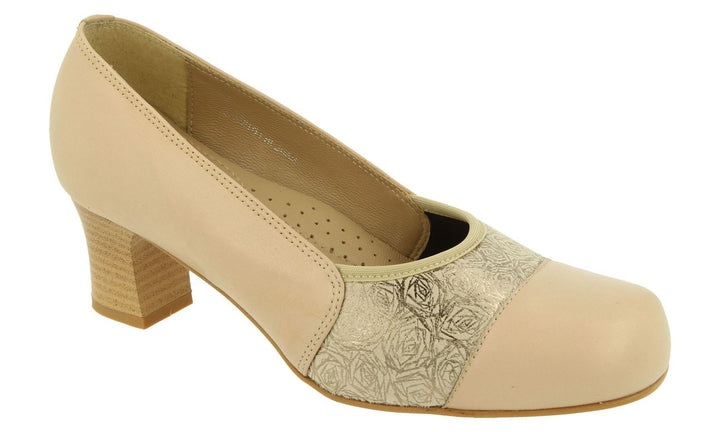 Women's Wide Fit DB Atlantic Shoes in Black Leather / Stretch Textile - Image 1