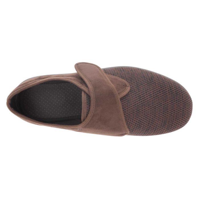 Men's Wide Fit DB Orson Velcro Slippers in Black Stretch / Black Suedette - Image 10